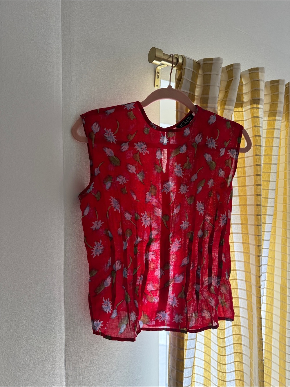 J. Crew Red Sleeveless Floral Top